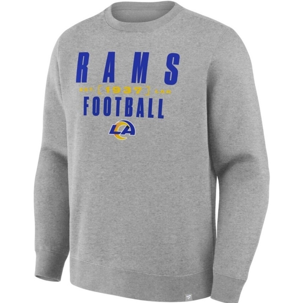 New Men Fanatics Los Angeles Rams Gray Powerful Throw Legacy Crew Sweatshirt S - Picture 2 of 9